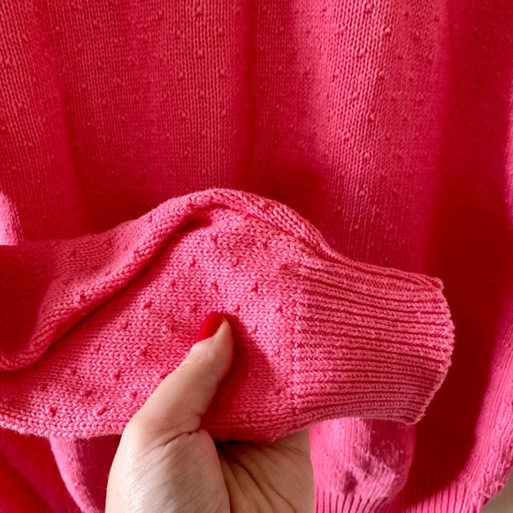 Vintage EUC Talbots Knit Crewneck Bright Pink Sweater Large - Picture 3 of 5